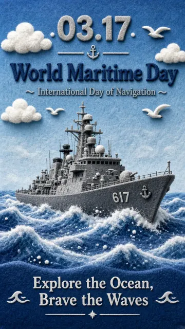 Claymation image example: Felt Clay 3D World Maritime Day Warship Poster