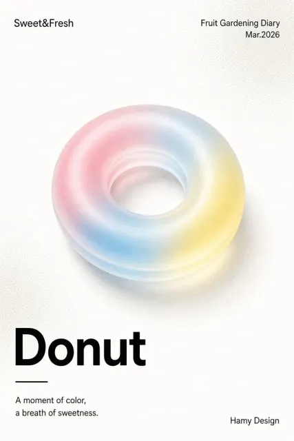 Minimalist 3D Frosted Glass Macaron Donut Poster