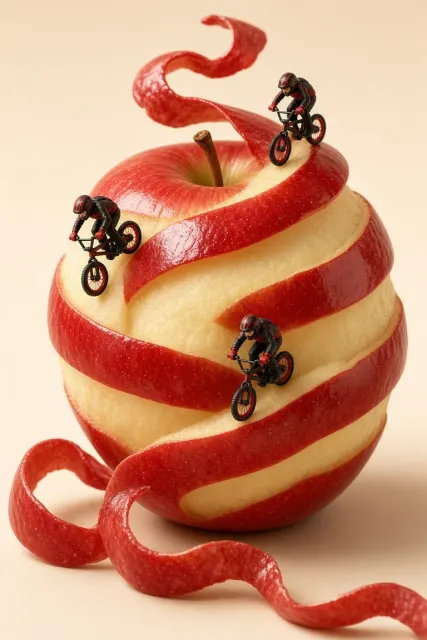 Abstract Shapes image example: Miniature Apple Peel BMX Race Track Diorama