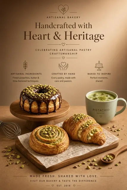 Backlighting image example: Luxury Pistachio Bakery Dessert Poster