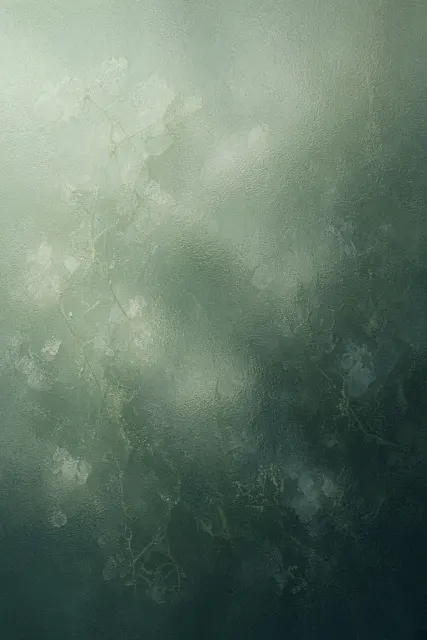 Frosted Glass Floral Texture in Green Gradients