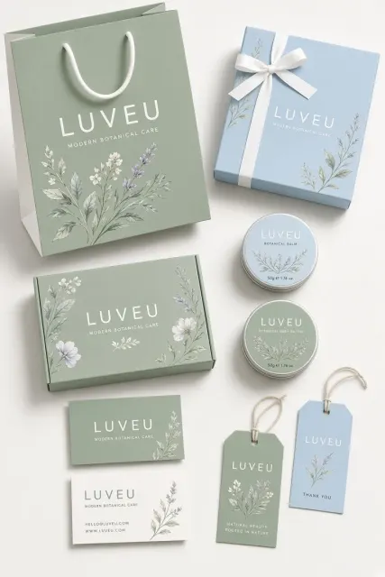 LUVEU Botanical Packaging Design Mockup