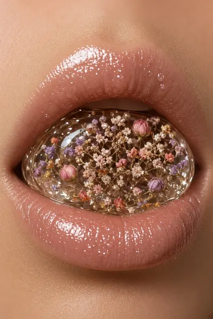 Surreal Lip Art Floral Macro Photography