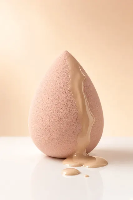 Pastel Palette image example: Peach Pink Beauty Sponge with Flowing Foundation