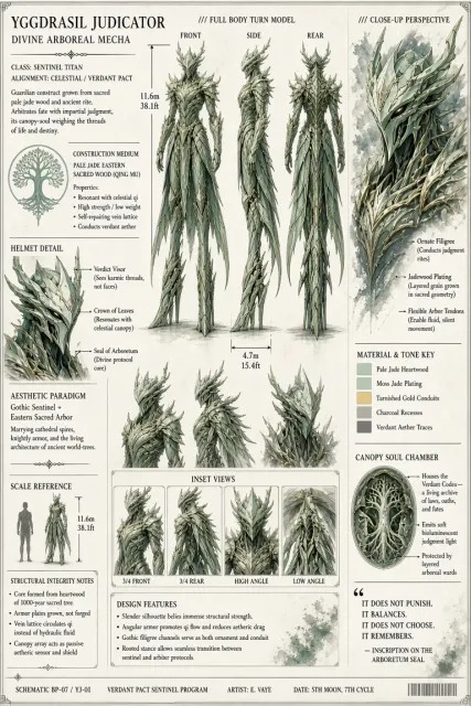 Mecha image example: Eastern Sacred Wood Mecha Blueprint Design