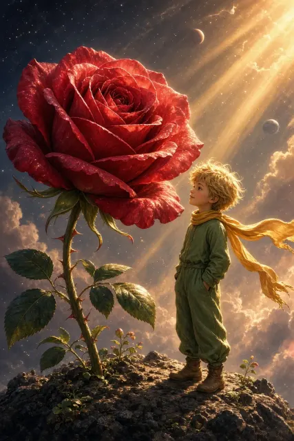 The Little Prince's Rose in Dynamic Light and Shadow