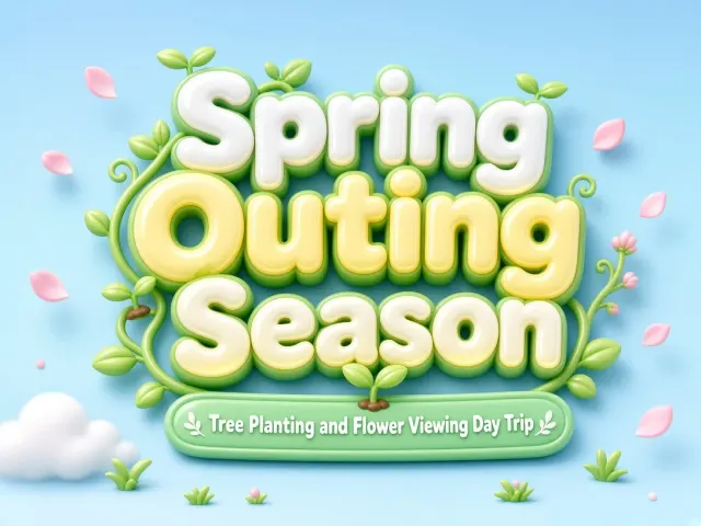 Cute Cartoon image example: 3D Bubble Lettering Spring Outing Variety Show Typography