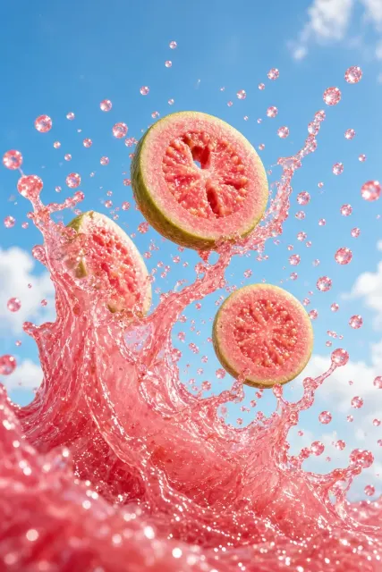 Surreal Guava Juice Splash Commercial Photography