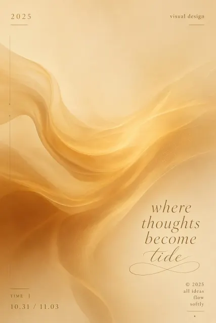 Warm Amber Fluid Art Concept Poster