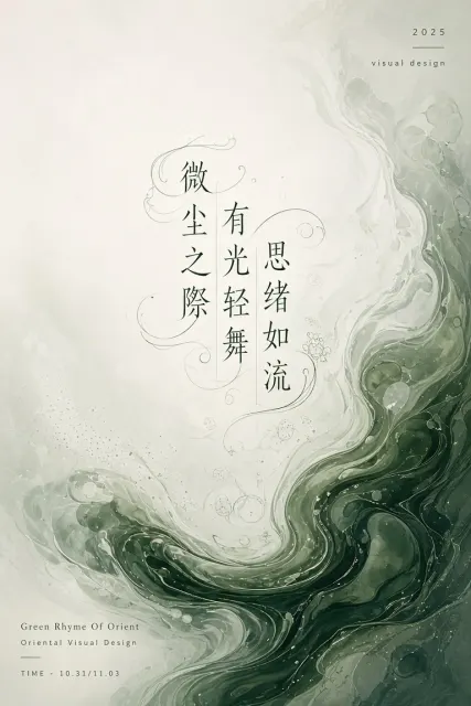 Pine Green Fluid Art Typographic Poster