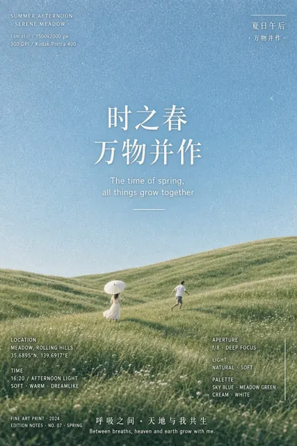 Minimalist image example: Minimalist Summer Grassland Film Poster