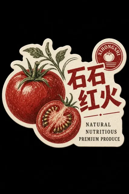 Moody Atmosphere image example: Artistic Woodblock Tomato Die-Cut Card Design