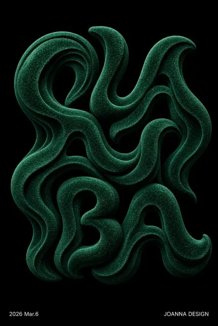 Dark Atmosphere image example: Green Velvet Wave Granular Experimental Typography