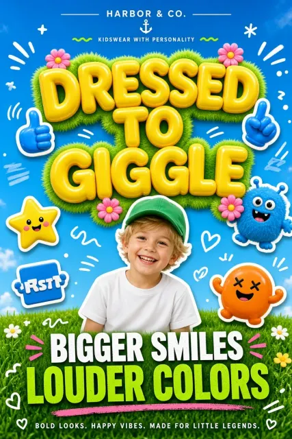 Child Portrait image example: Playful Pop Collage Inflatable Typography Poster