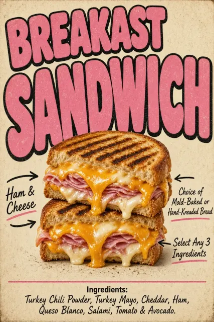 Product Display image example: Vintage American Diner Breakfast Sandwich Poster