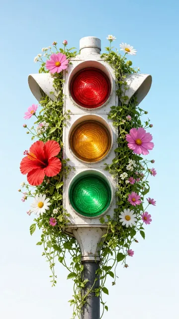 Color Gradient image example: Surreal Photography Wildflowers on Traffic Light