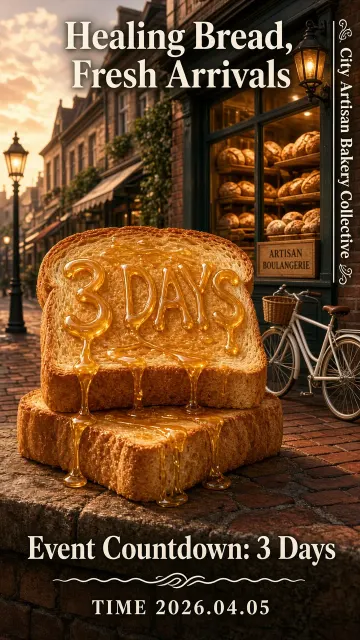 Bakery Food image example: 3D Realistic Bakery Event Countdown Poster