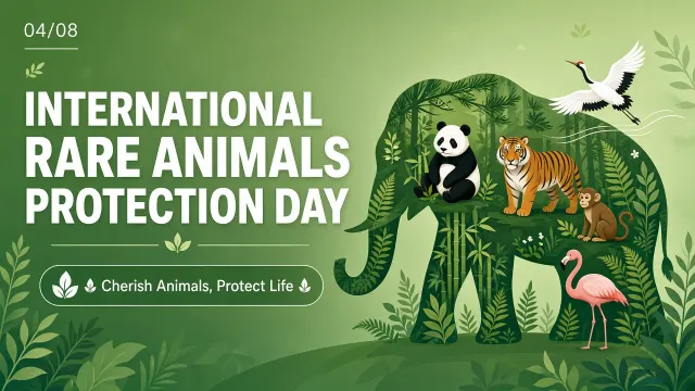 Minimalist Illustration image example: Flat Vector Rare Wildlife Conservation Day Poster
