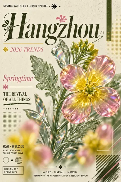 Botanical Floral image example: Silkscreen Abstract 3D Spring Rapeseed Flower Poster