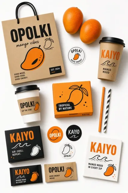 Flat Lay image example: Bright Orange Trendy Brand Identity Stationery Mockup
