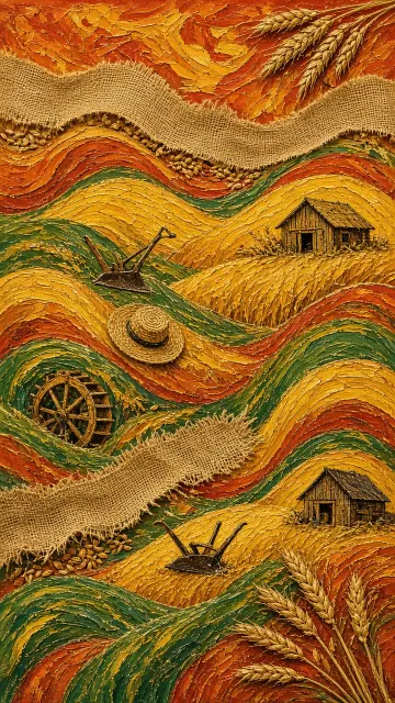 Golden Hour image example: Abstract Collage Golden Wheat Harvest Art Poster