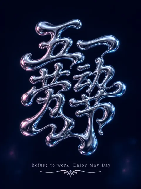 Acid Graphics image example: Acid Liquid Metal Typography Design for Labor Break