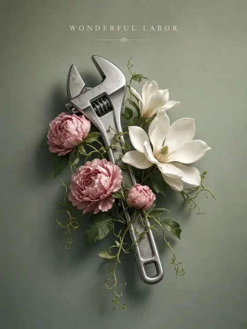 Still Life image example: Surreal Blooming Wrench Labor Day Still Life Poster