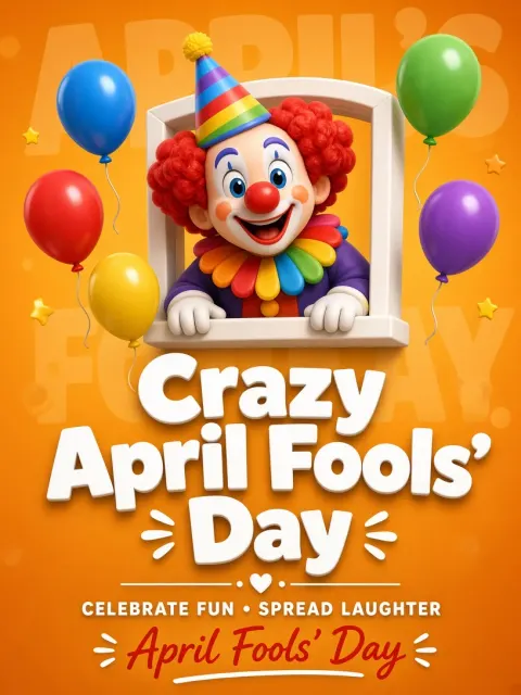Gradients image example: 3D Cartoon Clown April Fools' Day Vertical Poster