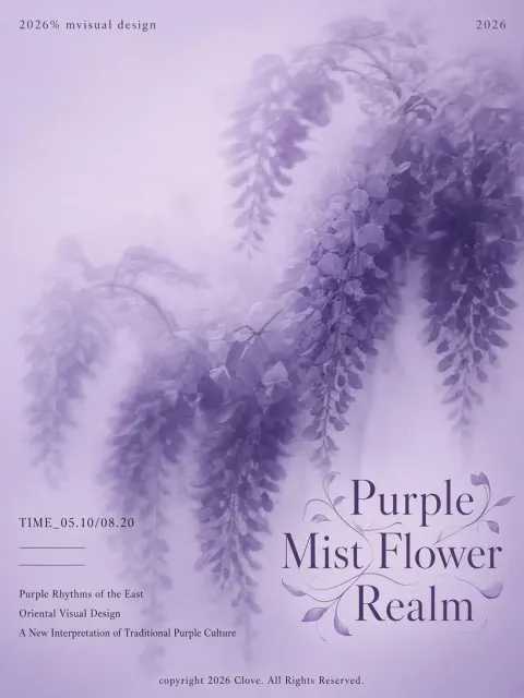 Gradients image example: Purple Haze Botanical Realm Aesthetic Art Poster
