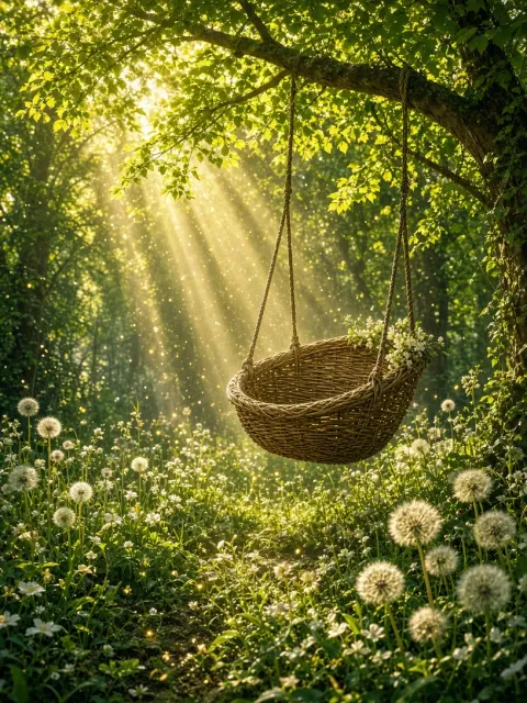 Luminous Glow image example: Dreamy Forest Swing Qingming Festival Illustration