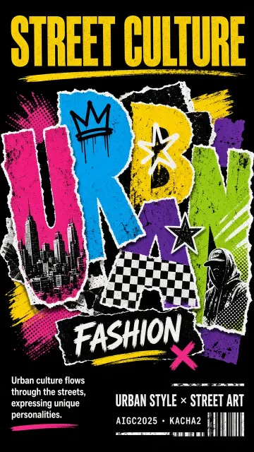 Moody Atmosphere image example: Pop Art Collage Street Trend Graphic Poster