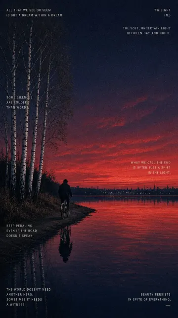 Psychedelic Grain Minimalist Twilight Birch Cyclist Art