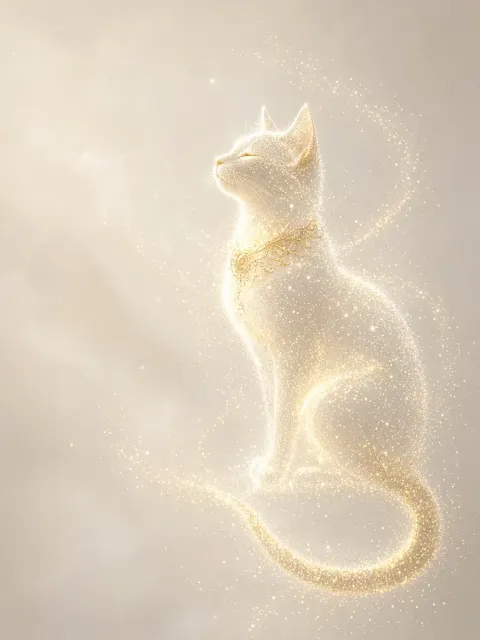 dreamy and aesthetic image example: Golden Granular Abstract Mystical Cat Art
