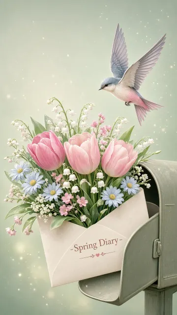 Soft Lighting image example: Spring Floral Envelope Digital Illustration