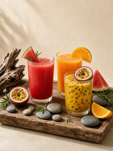 Zen image example: Minimalist Fruit Juice Still Life Photography