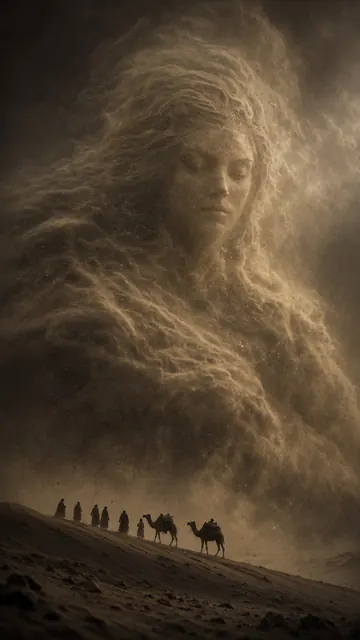 Sci-Fi Sandstorm Flying Celestial Maiden Illustration
