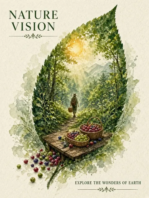 Watercolor Botanical Leaf Forest Creative Poster