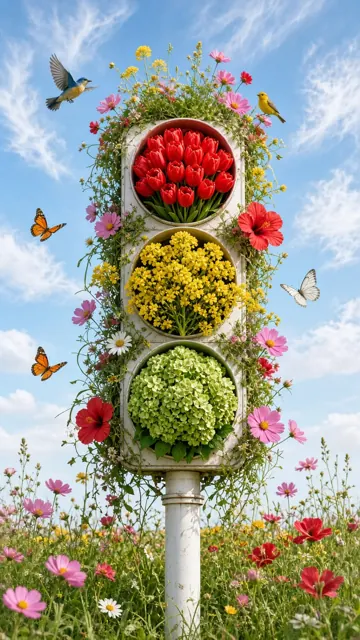 Surreal Botanical Traffic Light Street Scene