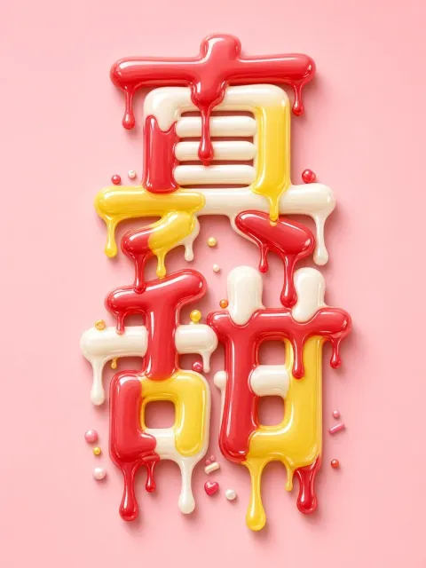 Glossy Texture image example: 3D Glossy Melting Candy Typography