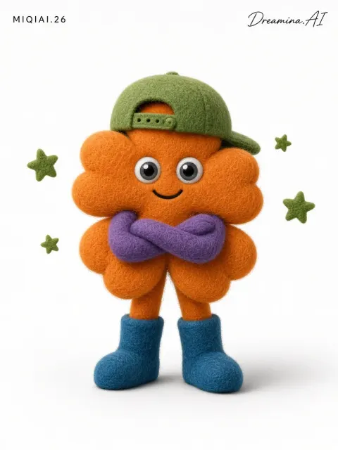 Minimalist Layout image example: Felt Clover Mascot Brand Identity System