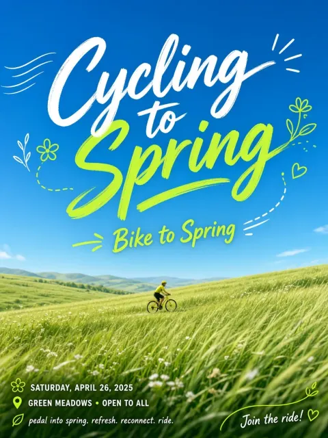 Minimalist Landscape image example: Spring Cycling Promotional Poster
