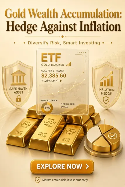 Symmetrical Composition image example: 3D Realistic Gold Investment Wealth Poster