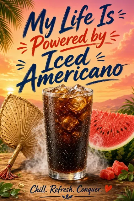 Sophisticated Texture image example: Refreshing Summer Iced Americano Coffee Poster