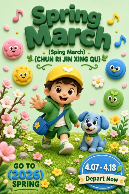 Abstract Graphics image example: 3D Cartoon Spring Outing Themed Poster