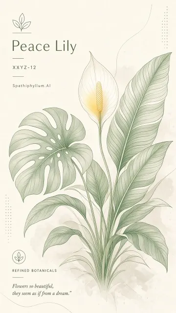 Morandi Colors image example: Morandi Fine Line Botanical Art Peace Lily