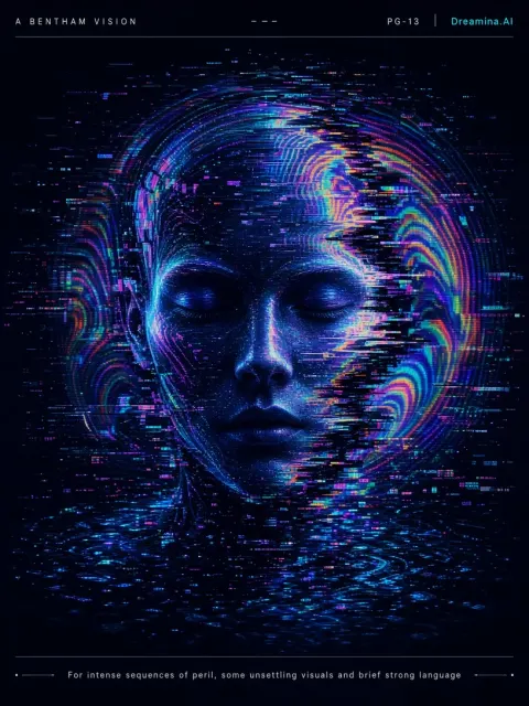 Cyberpunk Neon Glitch Psychedelic Poster