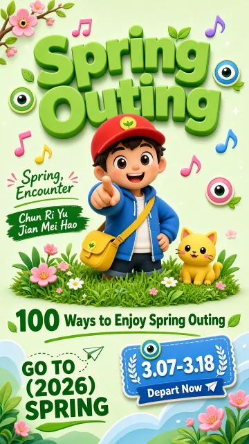 Logo image example: 3D Cartoon Spring Outing Themed Poster