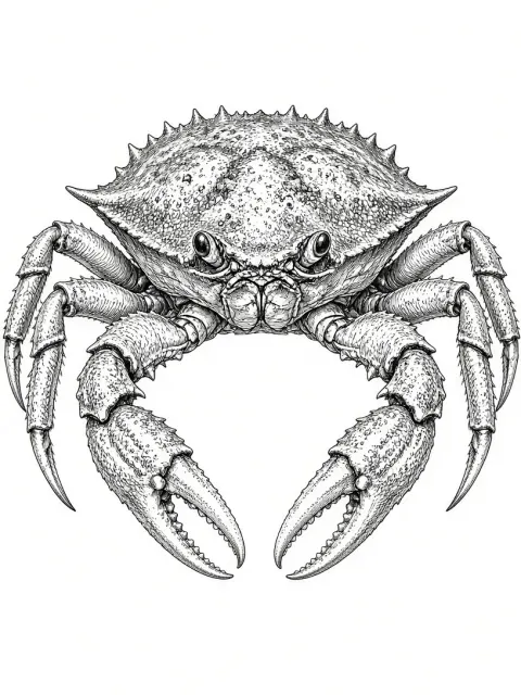 Detailed Pen and Ink Crab Illustration