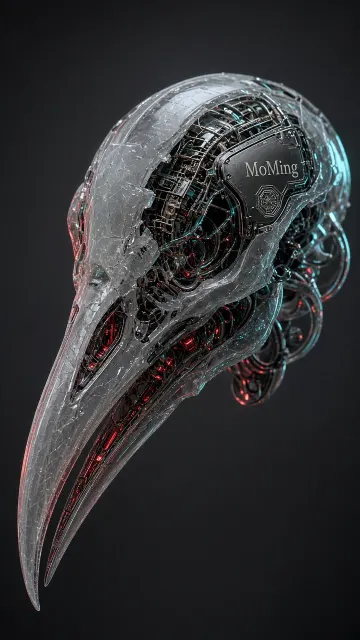 Creature Design image example: Cyberpunk Mecha Wyvern Skull Macro
