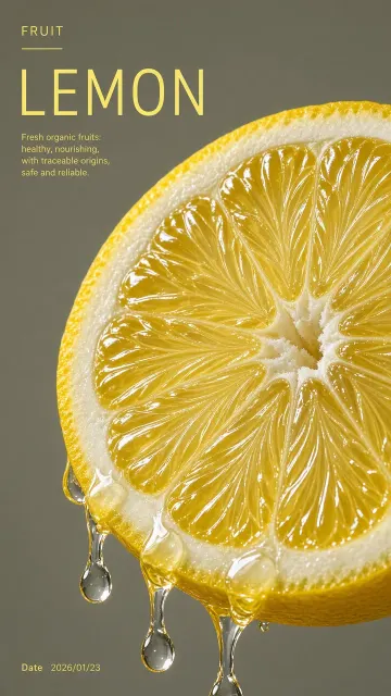 Abstract image example: Minimalist High-Saturation Lemon Macro Poster